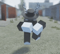 a cartoon character with antlers and a top hat is floating in the air