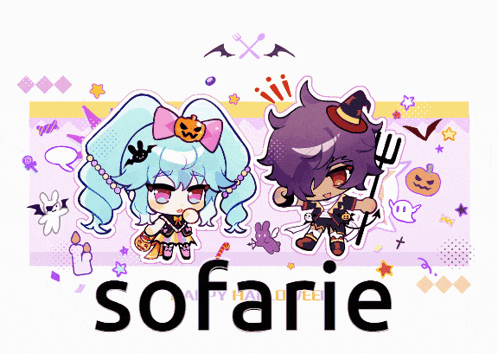 a cartoon drawing of a boy and a girl with the name sofanie on the bottom
