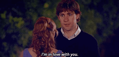 a man and a woman are looking at each other and the man is saying i 'm in love with you .