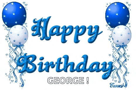 a blue and white birthday card for george