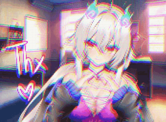 a girl with a crown on her head is in a room with a heart in the corner