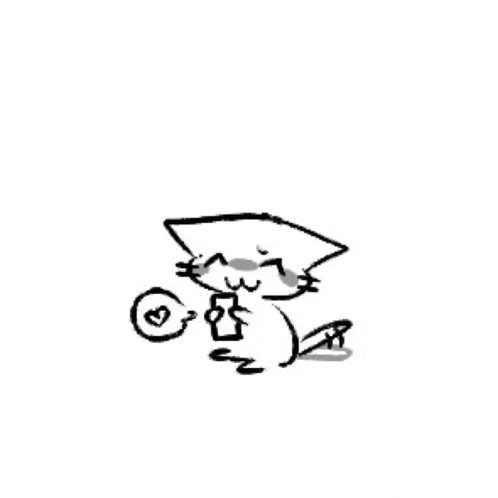 a black and white drawing of a cat with a heart on its face .