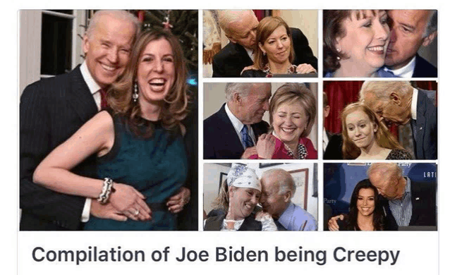 a collage of photos of joe biden and his wife with the caption " compilation of joe biden being creepy "