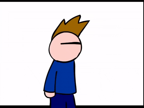 a cartoon of a man holding a chainsaw in front of another man