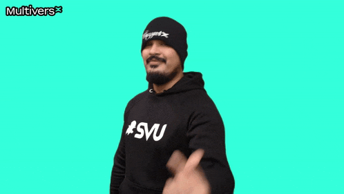 a man wearing a black hoodie that says svu