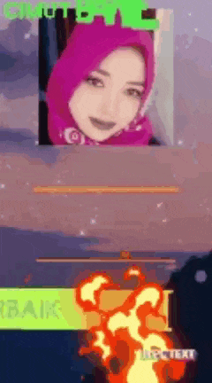 a picture of a woman in a pink hijab and a picture of a fire .