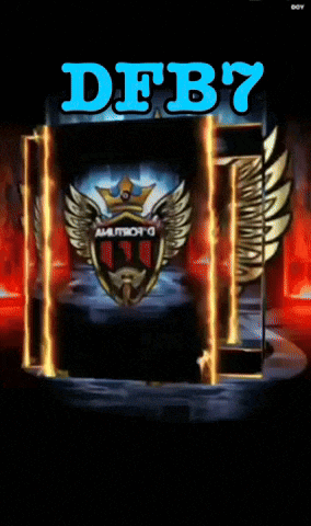 a poster for dfb7 with a crown and wings on it