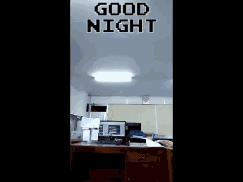 a man wearing a blue hat and a face shield says " good night "
