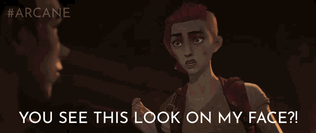 a poster for arcane shows a girl with red hair
