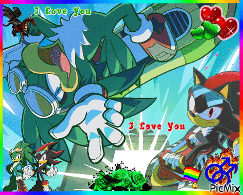 a picture of sonic the hedgehog with the words " i love you " on it