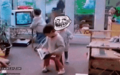 a troll face is being displayed on a child 's face