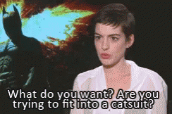 Anne Hathaway What Do You Want GIF - Anne Hathaway What Do You Want Are You Trying To Fit Into A Catsuit GIFs