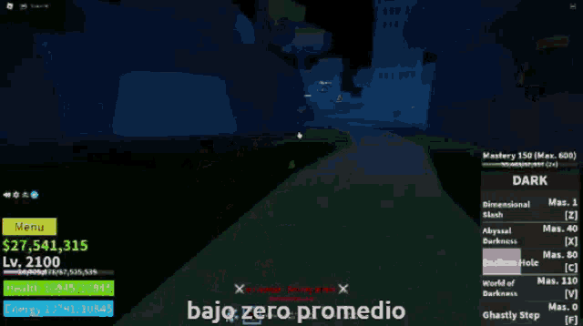 a screenshot of a video game that says bajo zero promedio on the bottom