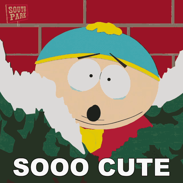 a cartoon character from south park with the words sooo cute