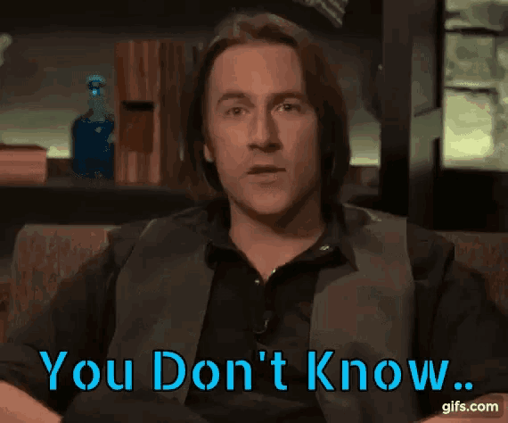 a man sitting in a chair with the words you don 't know