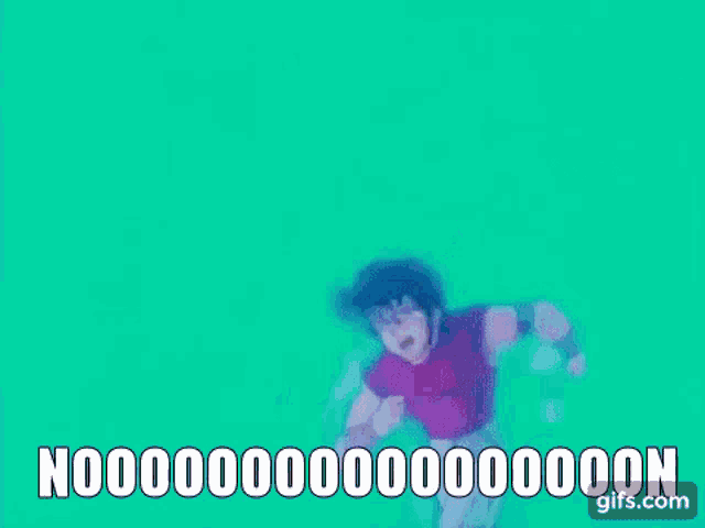 a picture of a person with a blue background and the words nooo on it