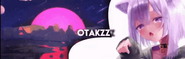 a picture of a girl with a cat ear and the word otakzz on it