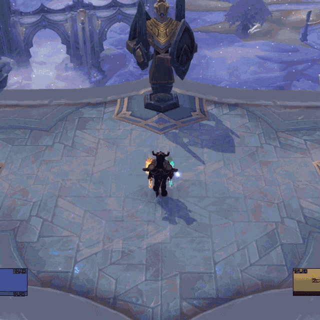 a screenshot of a video game with a statue in the background and a percentage of 99.9 %