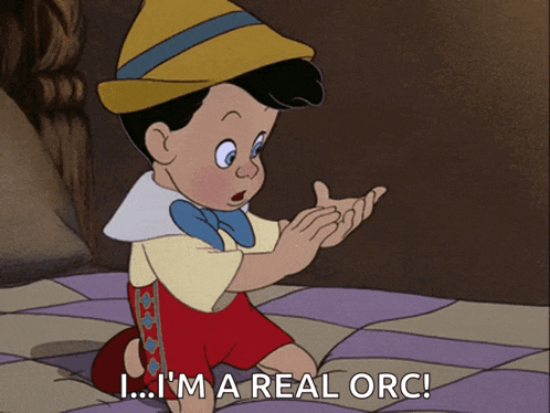 a cartoon character with the words i 'm a real orc