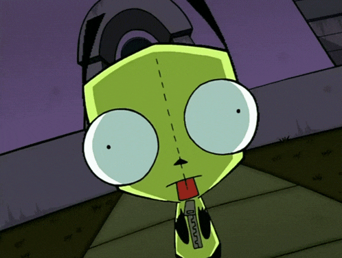 a yellow cartoon character with a zipper on his jacket