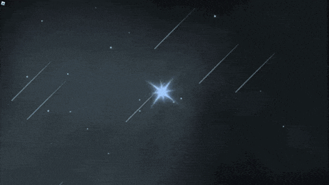 a blue star is surrounded by shooting stars in a dark night sky
