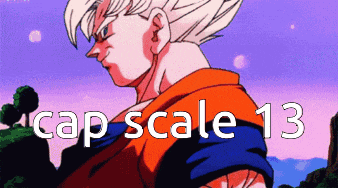 a cartoon of a man with the words cap scale 13 below him