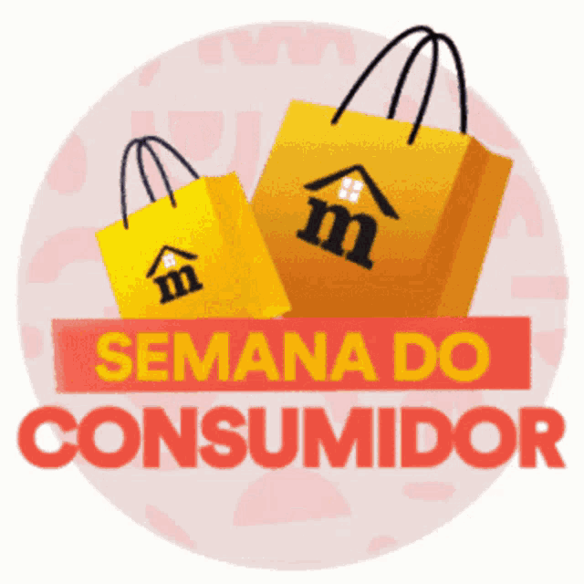 a sticker that says semana do consumidor with two shopping bags
