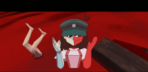 a cartoon character with a green hat is holding a piece of paper