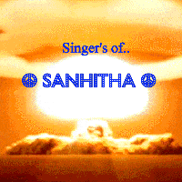 a poster for singer 's of sanhitha with a nuclear blast in the background