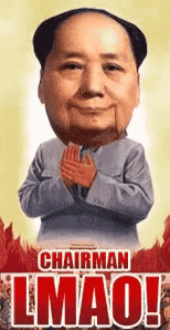a picture of a man with a big head and the words chairman lmao on the bottom