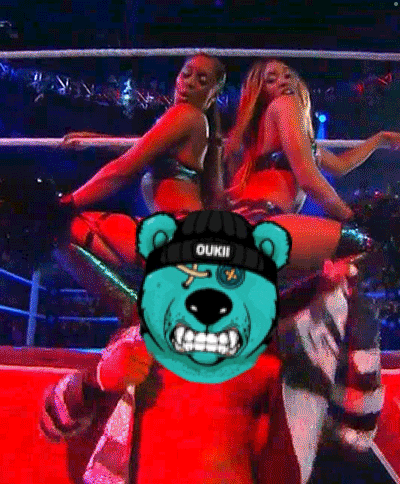 a teddy bear with the word oukie on it