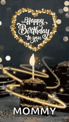a happy birthday to you mommy with a cake and candle .