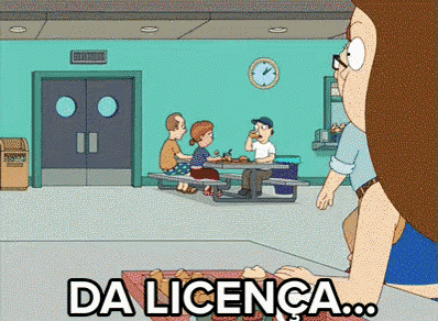 a cartoon shows people eating at a picnic table and the words da licenca