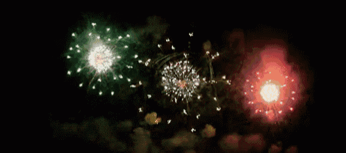 a bunch of fireworks are going off in the sky
