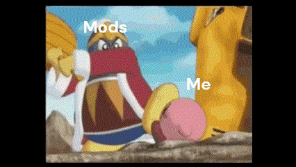 a cartoon of a group of animals standing next to each other with the words `` mods me '' on the bottom .