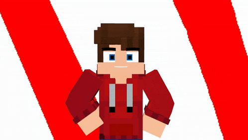 a minecraft character with a red hoodie on