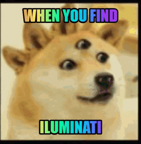 a dog with three eyes and the words when you find illuminati on it