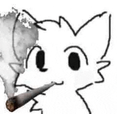 a drawing of a cat smoking a cigarette with smoke coming out of its mouth .