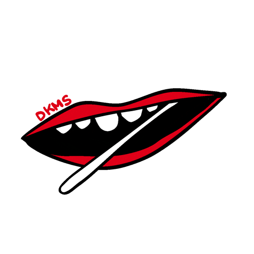 a cartoon drawing of a mouth with dkms written above it