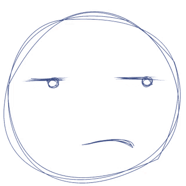 a drawing of a face with a sad expression on it