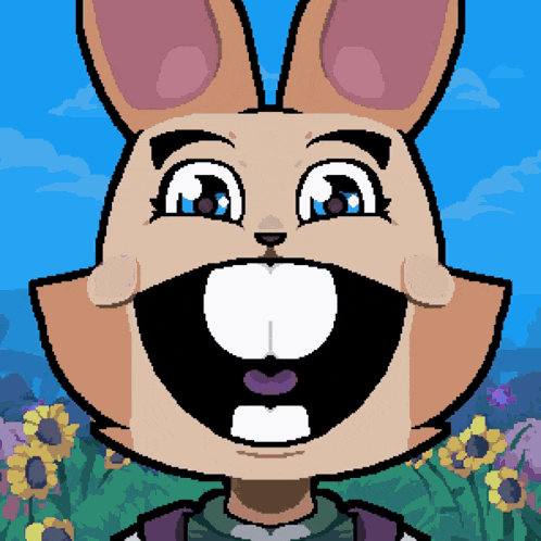 a pixel art drawing of a rabbit with a big mouth