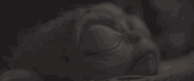 a close up of a person sleeping on a blanket with their eyes closed .