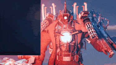 a video game character is being displayed on a screen with a blue background