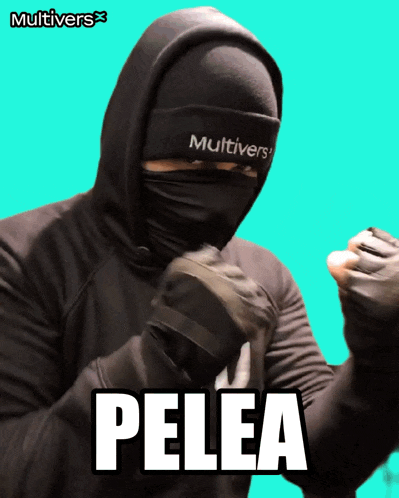 a man wearing a hooded jacket and gloves has pelea written on his face