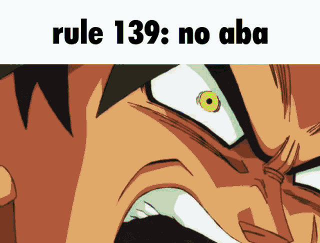 a close up of a man 's face with the words rule 139 no aba on the bottom