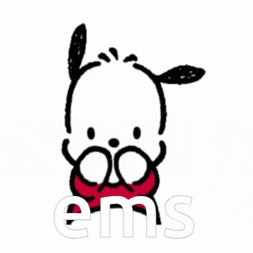 a drawing of a dog with the word ems on the bottom