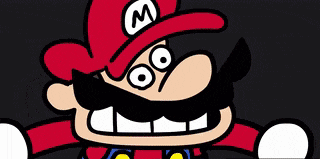a cartoon of mario wearing a red hat with a letter m on it