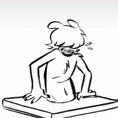 a black and white drawing of a person standing on a box .
