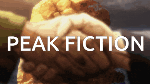 a picture of two people shaking hands with the words peak fiction above them