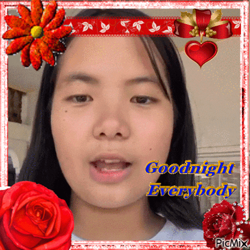 a picture of a girl with the words goodnight everybody on the bottom